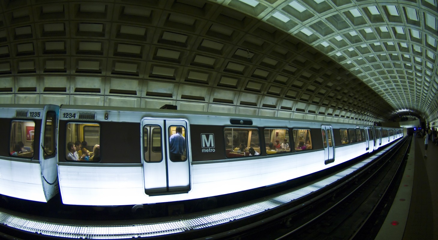 fisheye view of DC train platform