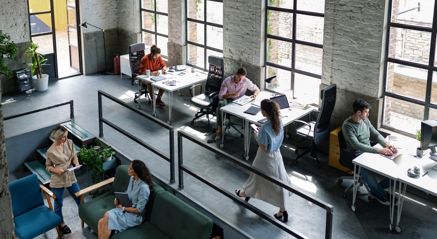 Diverse group of coworkers in modern office