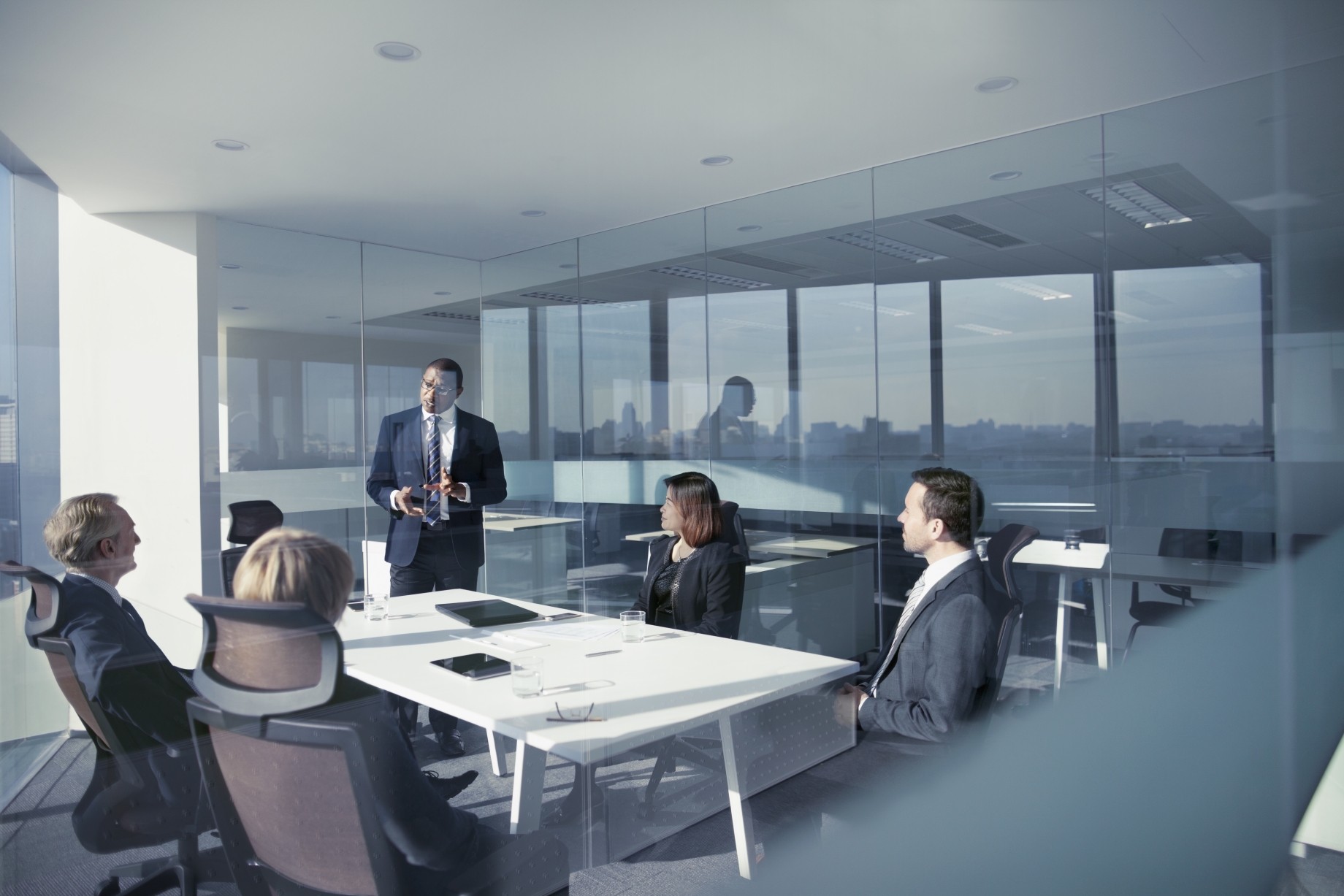 businessman talking with colleagues in meeting