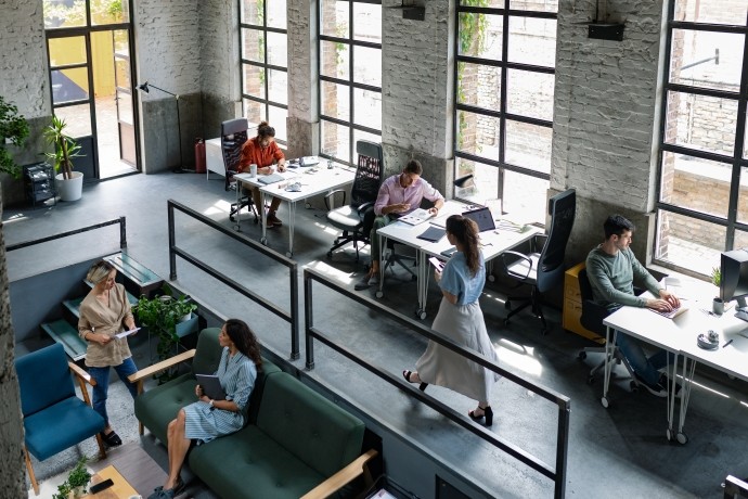 Diverse group of coworkers in modern office