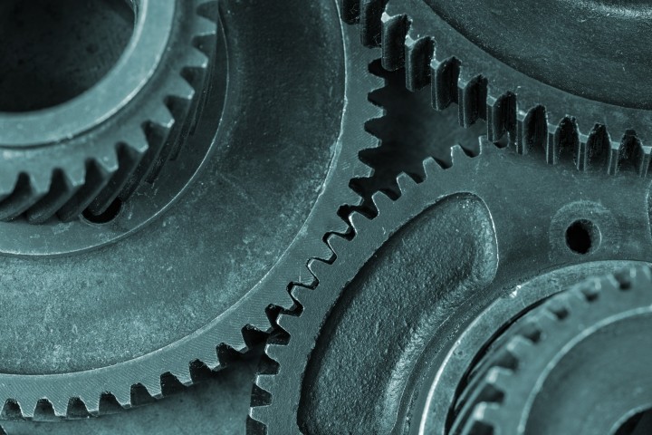 closeup view of industrial gears