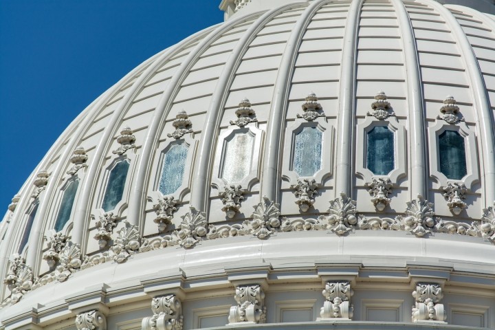 close up of capital dome windows in sunlight