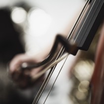 cello and bow in motion and out of focus