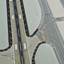 overhead view of airport runways