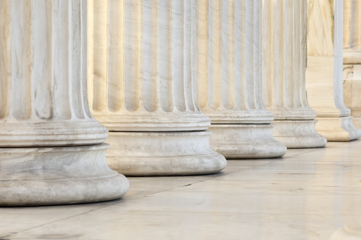 closeup of white marble columns